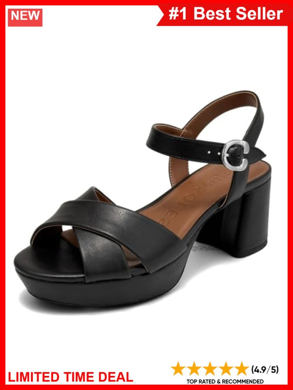 Platform Heel Sandal with Adjustable Ankle Strap, Ortholite Foam, Dressy